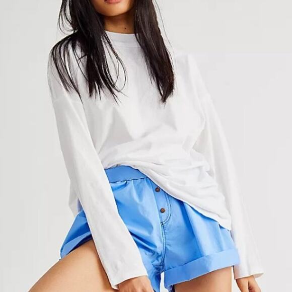 Free People Light Gray Mock Neck Lightweight Oversized Long Sleeve Tunic Top XS - Picture 3 of 5